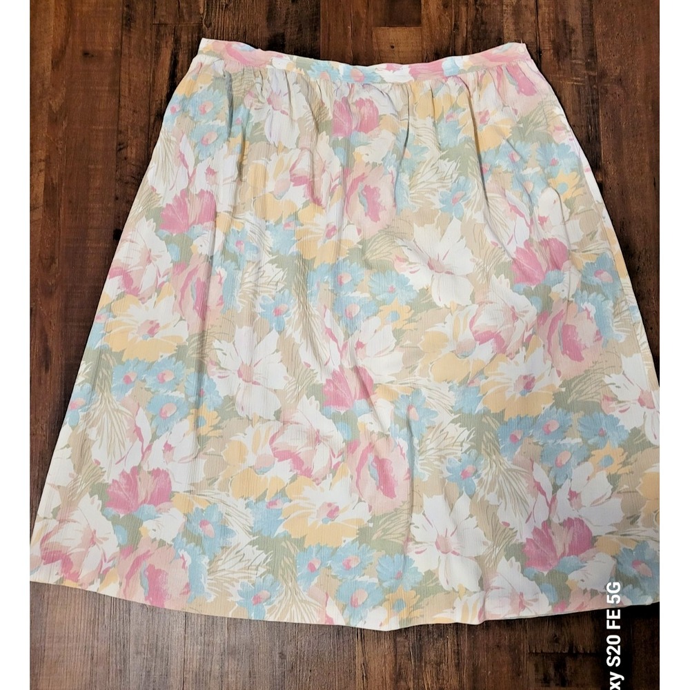 VTG Alfred Dunner Womens SZ 22W Pastel Cottagecore Floral Midi Skirt Workwear
